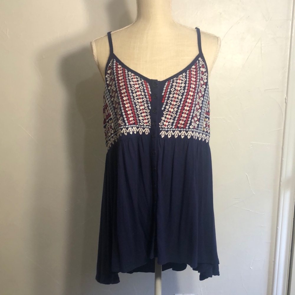 Torrid Size 0 10 Buttons Down Front Red Navy Whit… - image 1